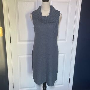 Soft Surroundings Paola Teal Turtleneck Tunic Side Slit Cotton Pullover Medium